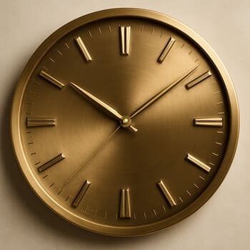 Limited edition wall clock with a brushed brass rim and deep blue dial