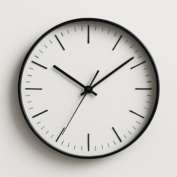 Slim black metal wall clock on a deep blue wall